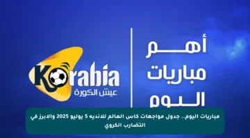 مباريات اليوم.. جدول مواجهات كأس العالم للأندية 5 يوليو 2025 والأبرز في التضارب الكروي
